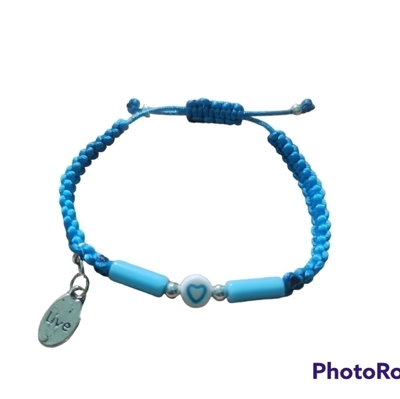 HANDMADE adjustable nylon satin cordSilver round spacer bead long acrylic bead B - Picture 5 of 5